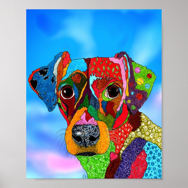 Niedliches und farbiges Mischhundeposter - "8x10" Poster (Vorne)
