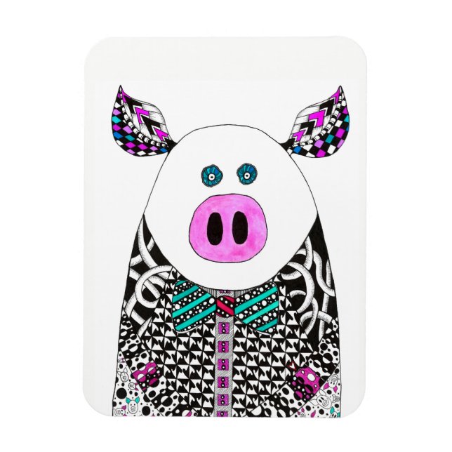 Niedliches und farbiges Schweinefleisch Magnet 3"  (Vertikal)