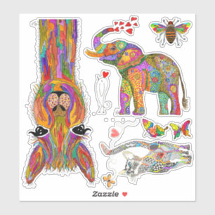 Niedliches und farbiges Tiersortiment Vinyl Sticke Aufkleber