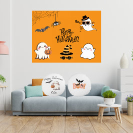 Niedliches und gespucktes Halloween-Rundkissen Rundes Kissen