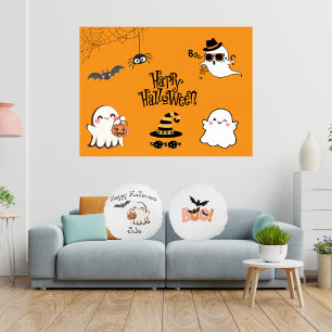Niedliches und gespucktes Halloween-Rundkissen Rundes Kissen