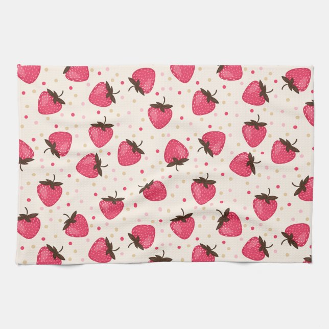 Niedliches und Girly rosa Erdbeermuster Geschirrtuch (Horizontal)