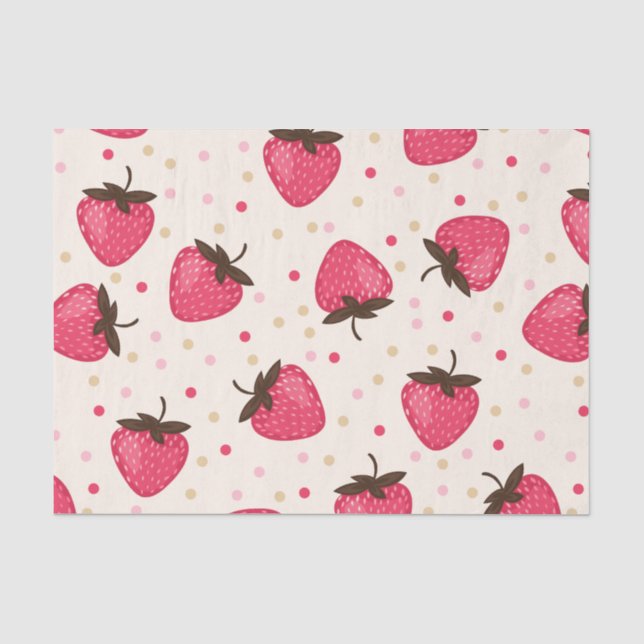 Niedliches und Girly rosa Erdbeermuster Seidenpapier (Vorderseite)