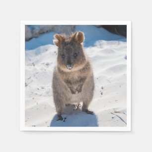 Niedliches und glückliches Quokka am Strand Austra Serviette