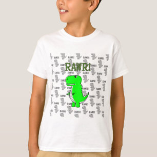 Niedliches und graues T-Rex mit Schwarz-Weiß-Muste T-Shirt