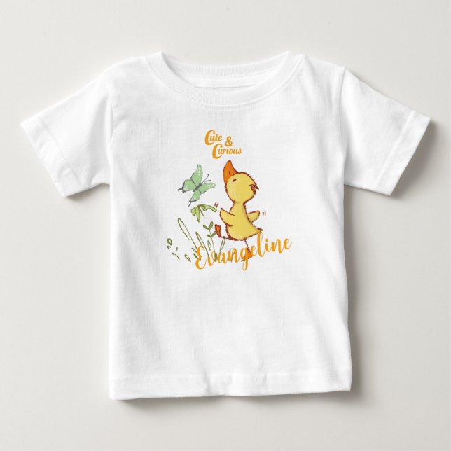 Niedliches und kurioses Duckling Zeichnend Baby T-shirt (Vorderseite)