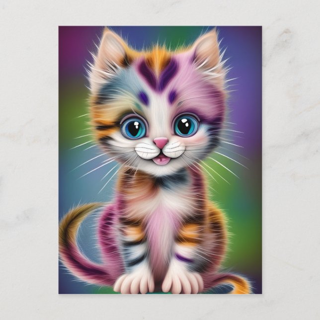 Niedliches und liebliches Lächeln Stripte Kitten Postkarte (Vorderseite)