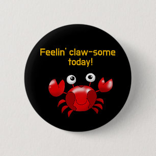 Niedliches und lustiges Crab Design für Meereslieb Button