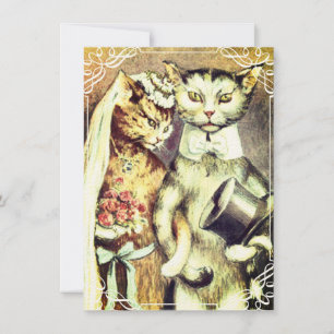Niedliches und lustiges Katzenhochzeitpaar Einladung