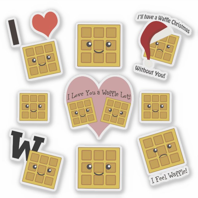 Niedliches und lustiges Kawaii Square Waffelaufkle Aufkleber (Vorderseite)