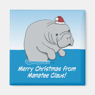 Niedliches und lustiges Manatee Claus Magnet