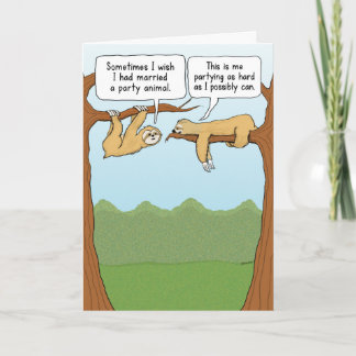 Niedliches und lustiges Sloth Party Tiere Jahresta Karte