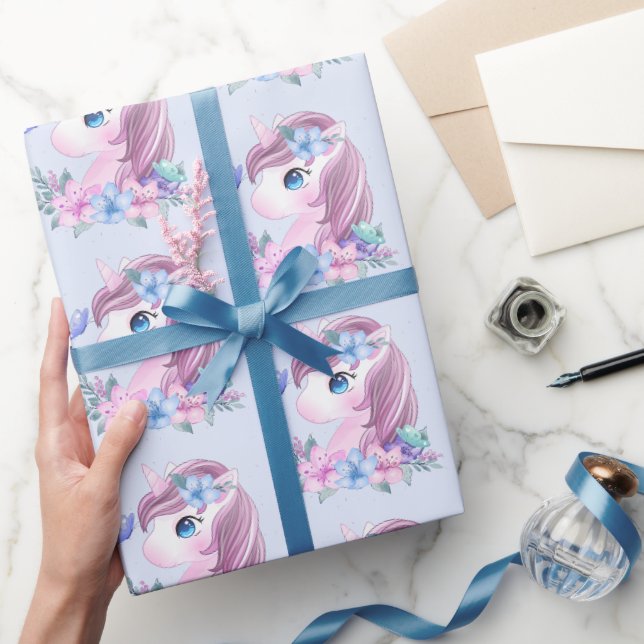 Niedliches und magisches Baby Unicorn Muster Geschenkpapier (Schenken)