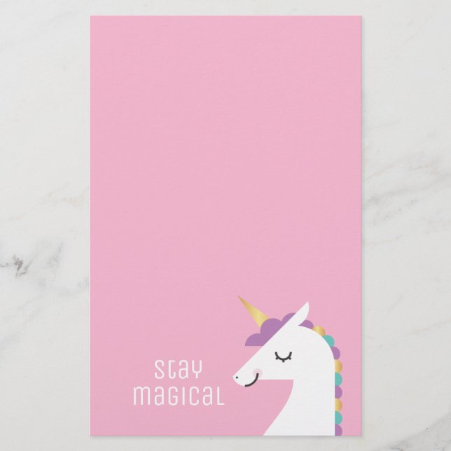 Niedliches und modernes Regenbogen Unicorn Briefpapier (Vorderseite)