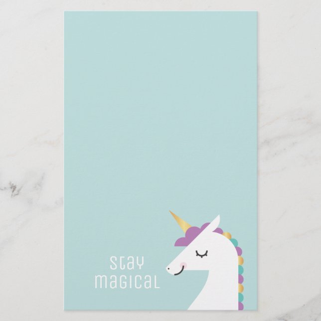 Niedliches und modernes Regenbogen Unicorn Briefpapier (Vorderseite)