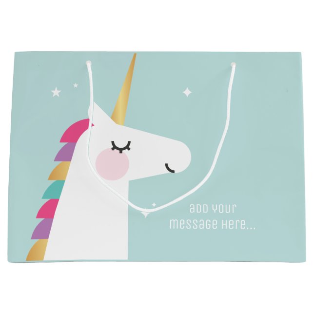 Niedliches und modernes Regenbogen Unicorn Große Geschenktüte (Vorderseite)