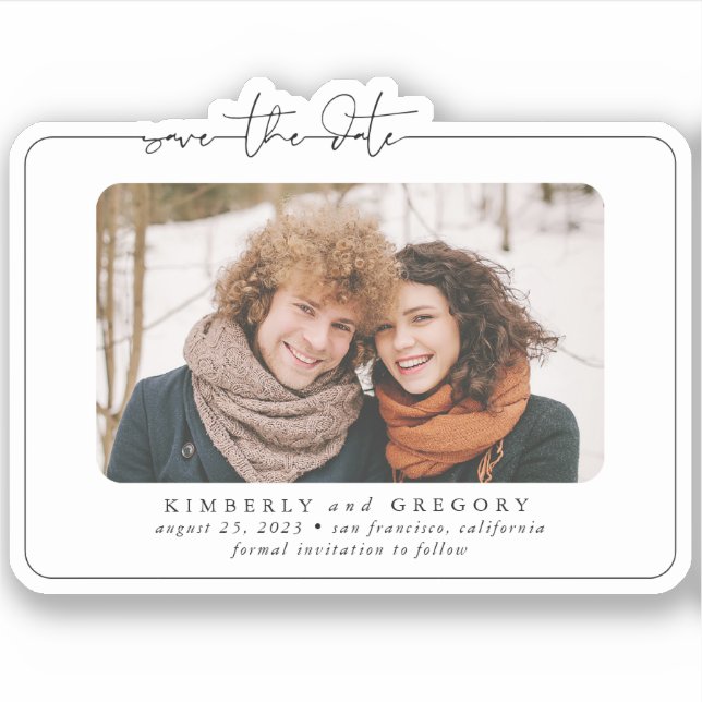 Niedliches und originelles Save the Date Foto Aufkleber (Vorderseite)