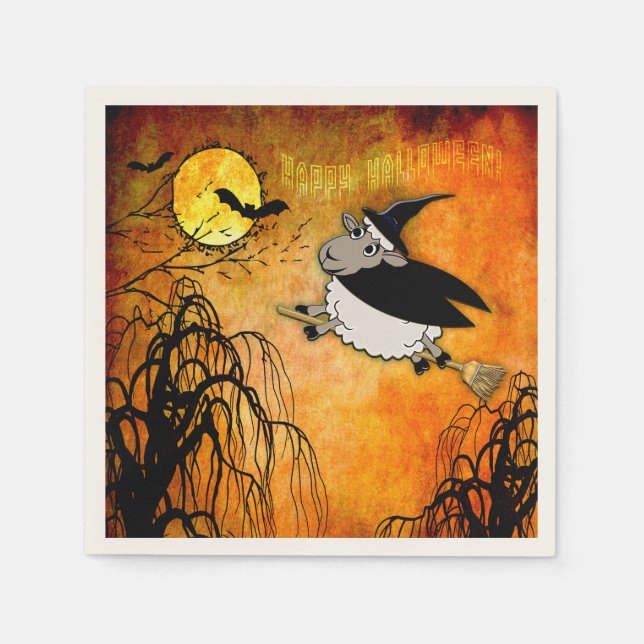Niedliches und sonniges Halloween-Lamm Serviette (Vorderseite)