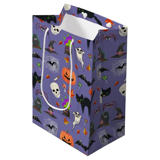 Niedliches und spöttisches Halloween Mittlere Geschenktüte (Vorderseite Schrägansicht)
