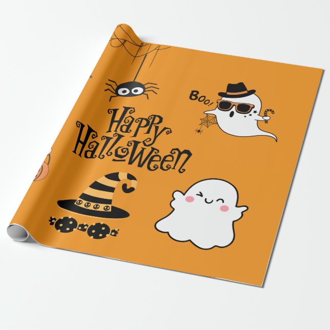 Niedliches und unheimlich Halloween Geschenkpapier (Ungerollt)