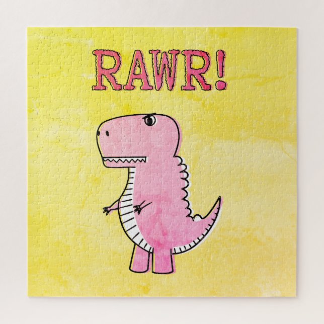 Niedliches und wütend rosa Cartoon T-Rex altes Pap (Vertikal)