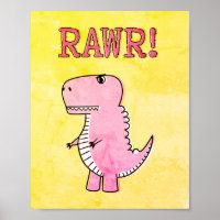 Niedliches und wütend rosa Cartoon T-Rex altes Pap