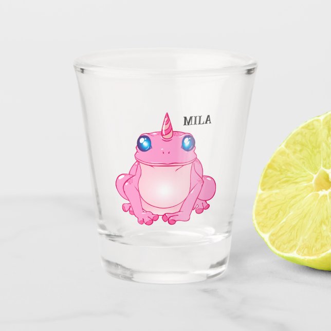 Niedliches Unicorn-Froschfantasie-Glass Schnapsglas (Vorderseite)