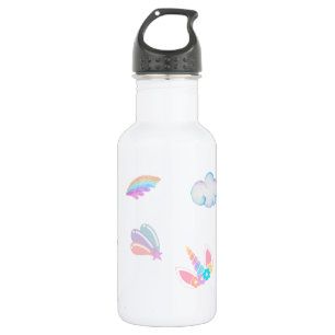 Niedliches Unicorn Gesicht Regenbogengradienten Ge Edelstahlflasche