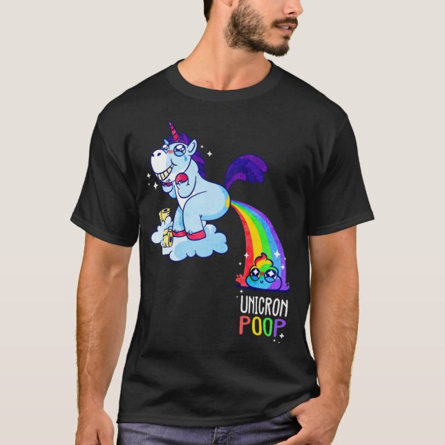 Niedliches Unicorn Kackte ein Regenbogen-Regenboge T-Shirt (Vorderseite)