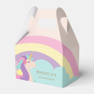 Niedliches Unicorn Rainbow Pastell Gable Gevor Box Geschenkschachtel