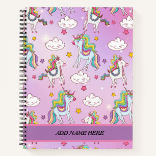 Niedliches Unicorn-Regenbogenmuster - benutzerdefi Notizbuch