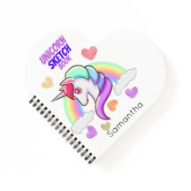 Niedliches Unicorn Vorname Rainbow Hearts Sketch
