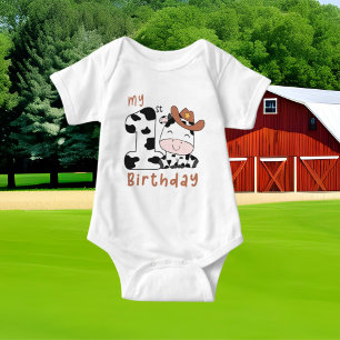 niedliches Unisex-Baby erste Geburtstagskuh Baby Strampler