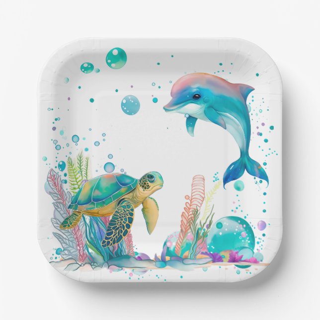 Niedliches Unterwasser Pappteller (Vorderseite)