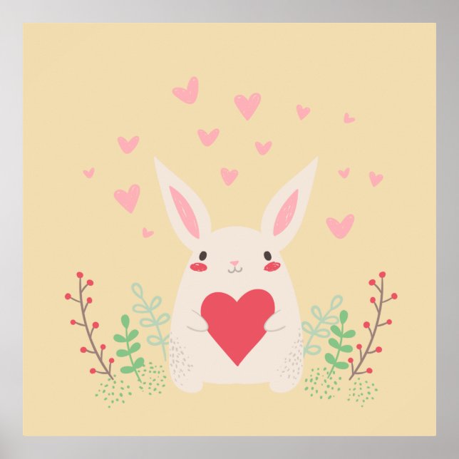 Niedliches Valentin des Hasen Poster (Vorne)