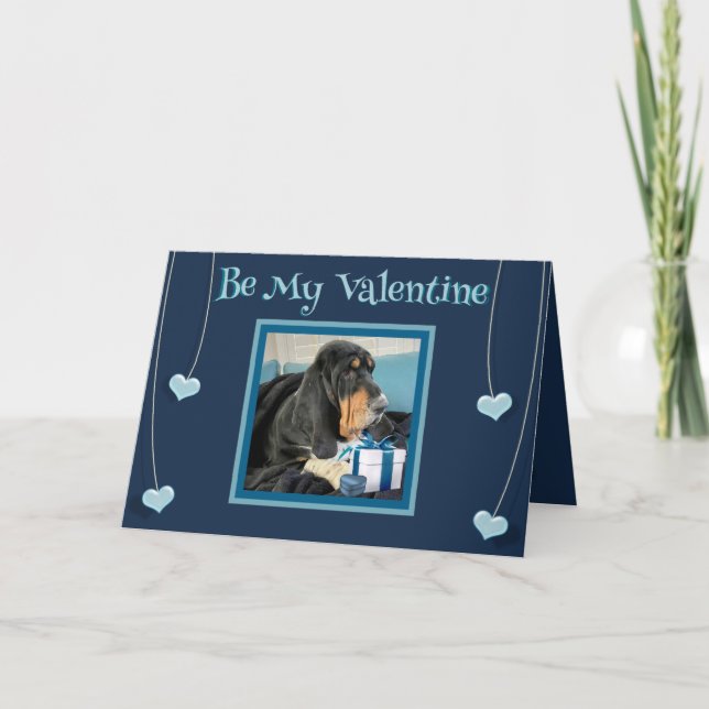 Niedliches Valentin mit Basset Hound & Hearts in B Karte (Vorderseite)