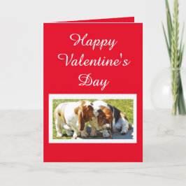 Niedliches Valentin mit Basset-Hunden und Herz Feiertagskarte