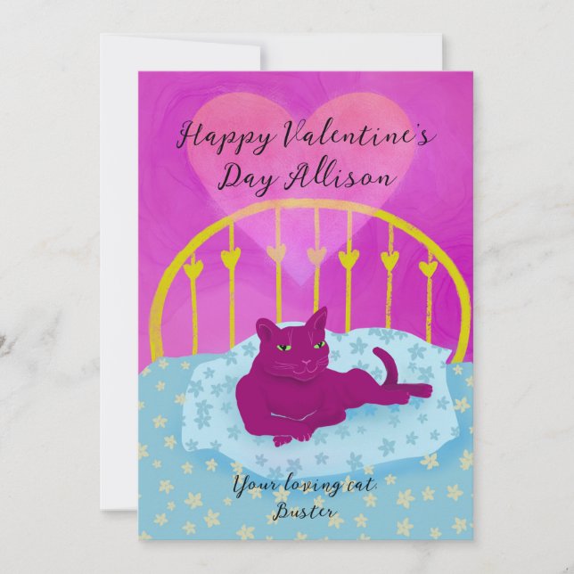 Niedliches Valentin von der Katze Feiertagskarte (Vorderseite)