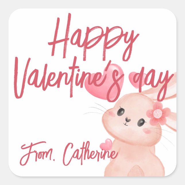 Niedliches Valentinherz Quadratischer Aufkleber (Vorderseite)
