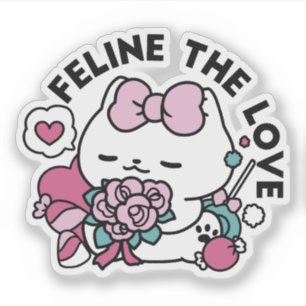 Niedliches Valentinisches Katzendesign - Feline th Aufkleber