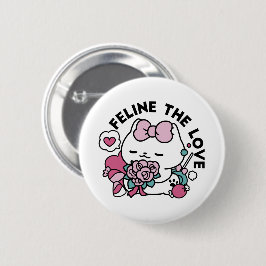 Niedliches Valentinisches Katzendesign - Feline th Button