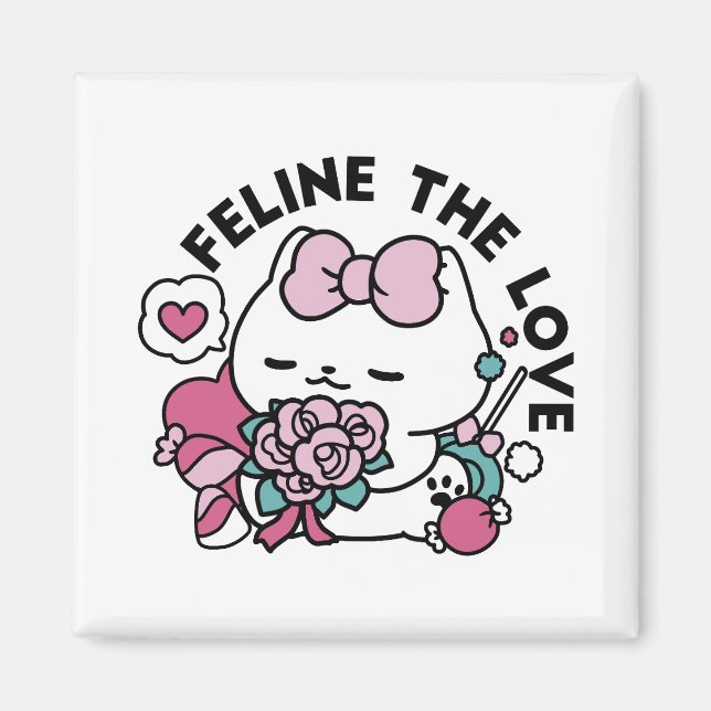 Niedliches Valentinisches Katzendesign - Feline th Magnet (Vorne)
