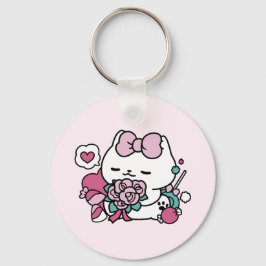 Niedliches Valentinisches Katzendesign - Feline th Schlüsselanhänger