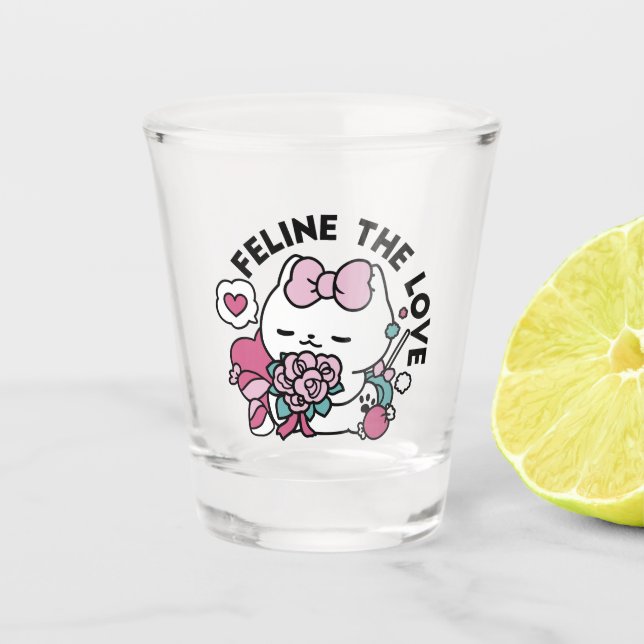 Niedliches Valentinisches Katzendesign - Feline th Schnapsglas (Vorderseite)