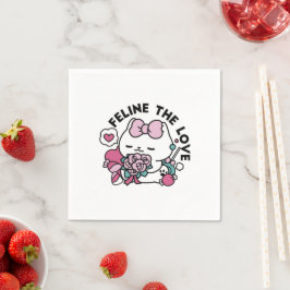 Niedliches Valentinisches Katzendesign - Feline th Serviette