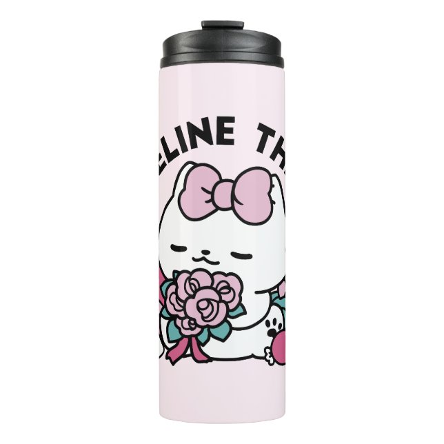 Niedliches Valentinisches Katzendesign - Feline th Thermosbecher (Vorderseite)