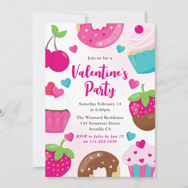 Niedliches Valentinisches krümeliges Party Einladung (Vorderseite)