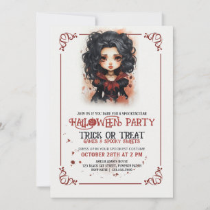 Niedliches Vampir Gothgirl Halloween Einladung