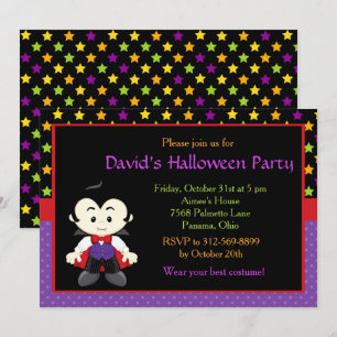 Niedliches Vampire Boy Halloween Kostüm Party Einladung
