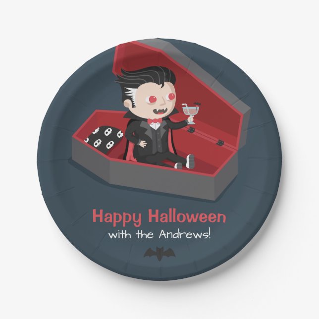 Niedliches Vampire Boy Halloween-Party Pappteller (Vorderseite)